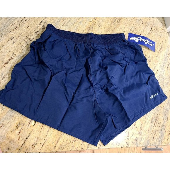 Dolfin Navy Blue Nylon Drawstring Lined Liner Pocket Swim Shorts Trunks Men’s M - Picture 1 of 10